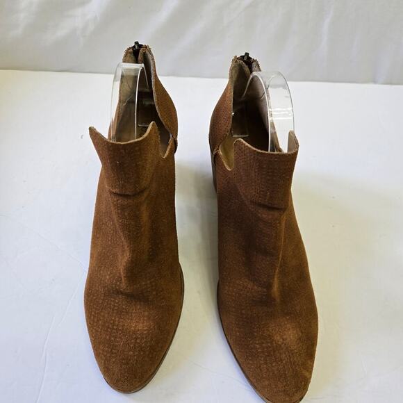 Lucky Brand Powe Bootie Womens 9.5 Cognac Brown Suede Ankle Boots - Picture 4 of 10
